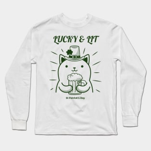 Lucky and lit cat st Patrick’s day Long Sleeve T-Shirt